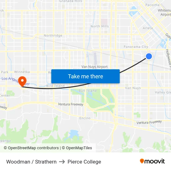 Woodman / Strathern to Pierce College map