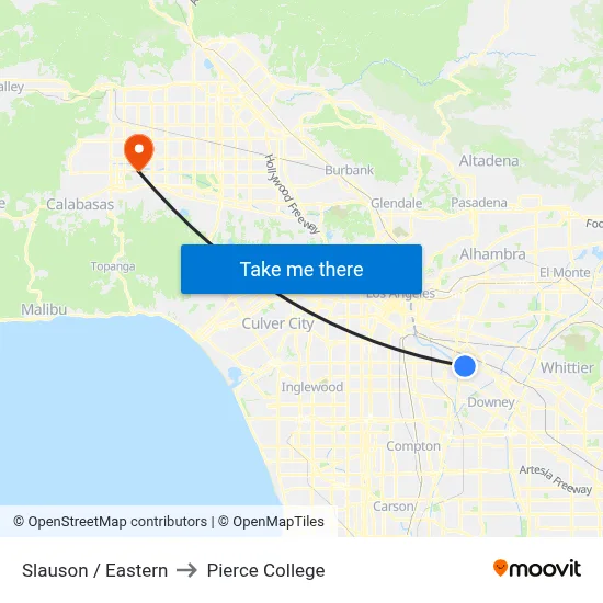 Slauson / Eastern to Pierce College map