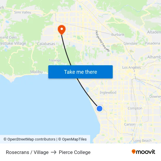 Rosecrans / Village to Pierce College map