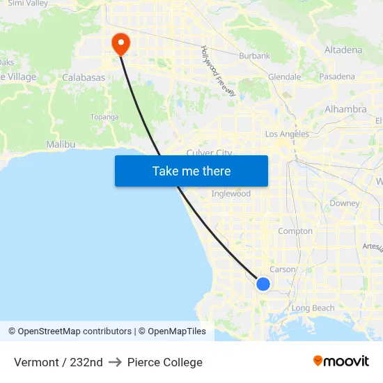 Vermont / 232nd to Pierce College map