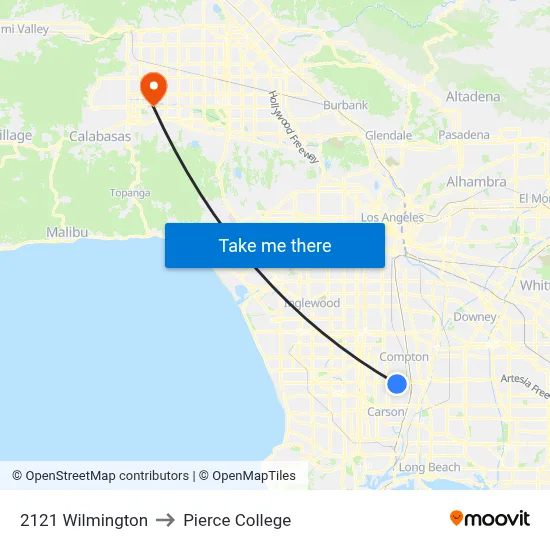 2121 Wilmington to Pierce College map