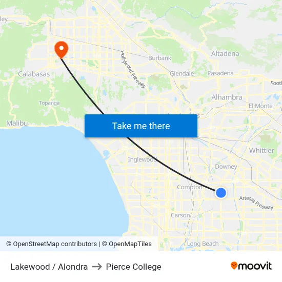 Lakewood / Alondra to Pierce College map