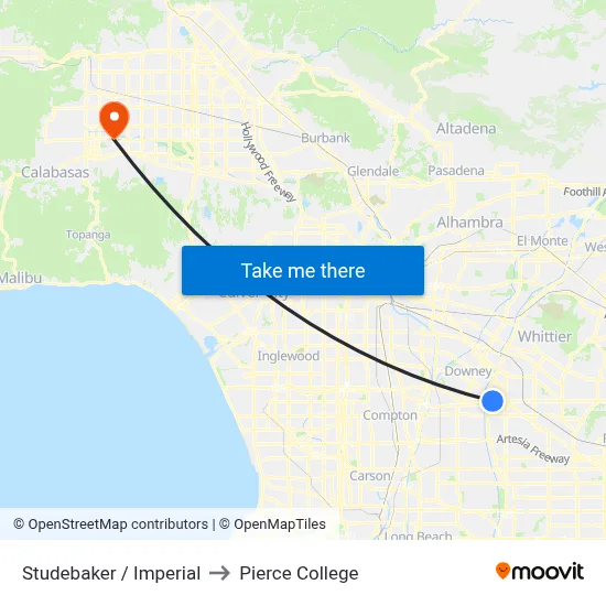 Studebaker / Imperial to Pierce College map