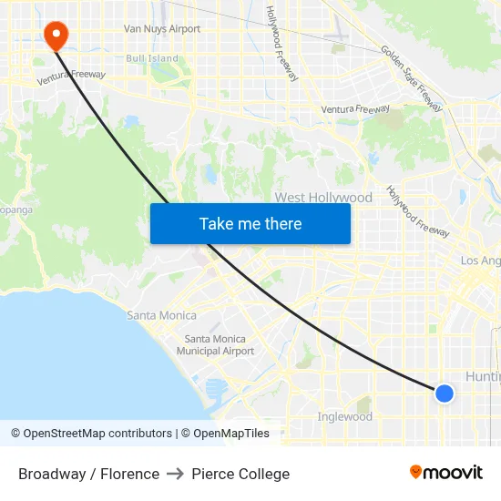 Broadway / Florence to Pierce College map