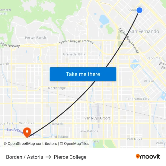 Borden / Astoria to Pierce College map