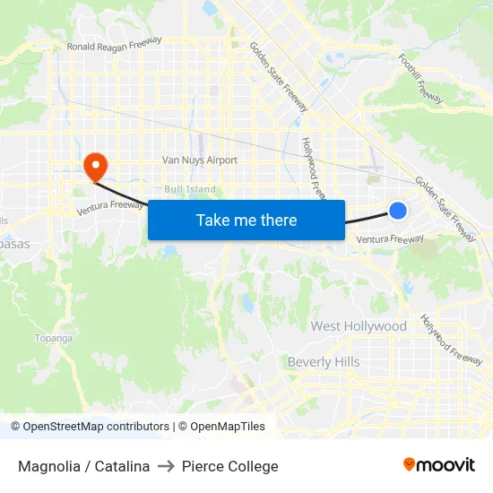 Magnolia / Catalina to Pierce College map
