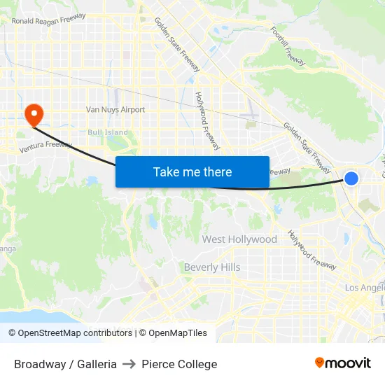 Broadway / Galleria to Pierce College map