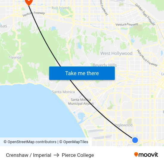 Crenshaw / Imperial to Pierce College map