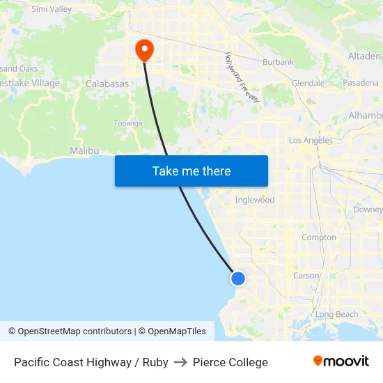 Pacific Coast Highway / Ruby to Pierce College map