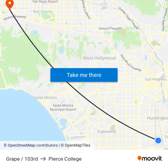 Grape / 103rd to Pierce College map