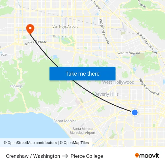 Crenshaw / Washington to Pierce College map