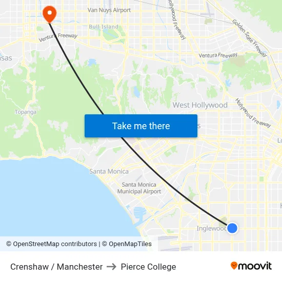 Crenshaw / Manchester to Pierce College map