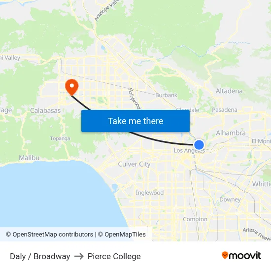 Daly / Broadway to Pierce College map