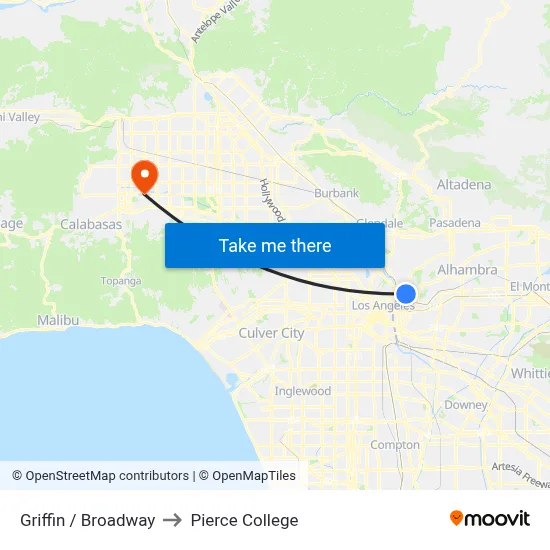 Griffin / Broadway to Pierce College map