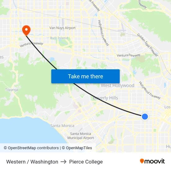 Western / Washington to Pierce College map
