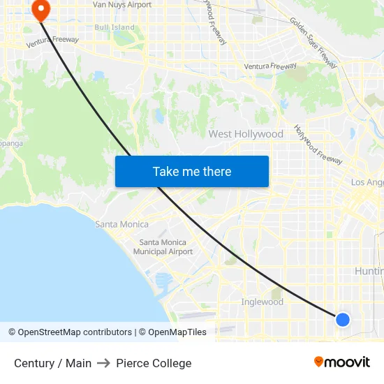 Century / Main to Pierce College map