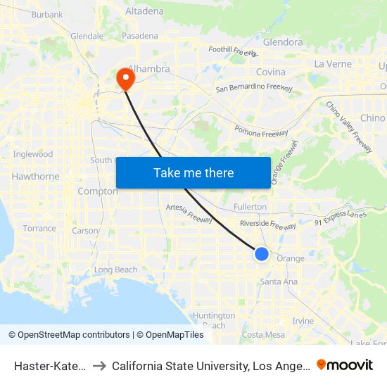 Haster-Katella to California State University, Los Angeles map