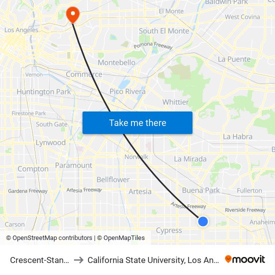 Crescent-Stanton to California State University, Los Angeles map