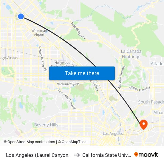 Los Angeles (Laurel Canyon/Rinaldi - San Fernando) to California State University, Los Angeles map