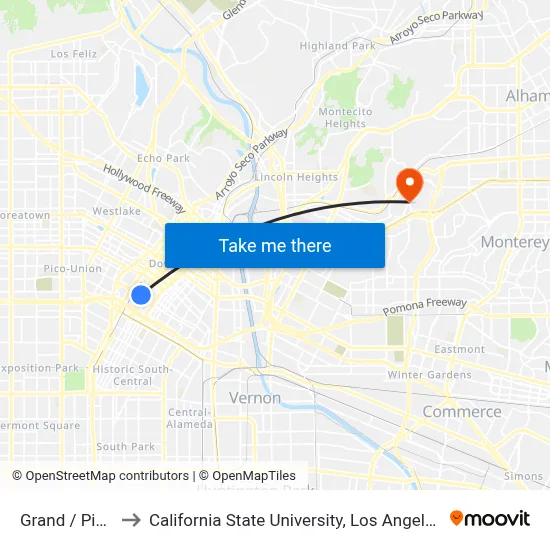 Grand / Pico to California State University, Los Angeles map