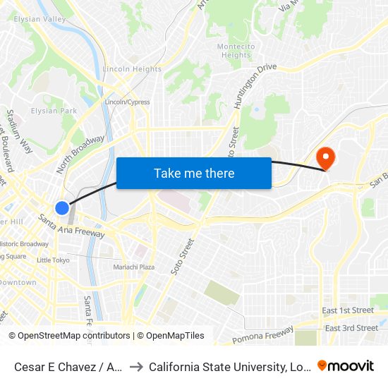 Cesar E Chavez / Alameda to California State University, Los Angeles map