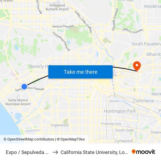 Expo / Sepulveda Station to California State University, Los Angeles map