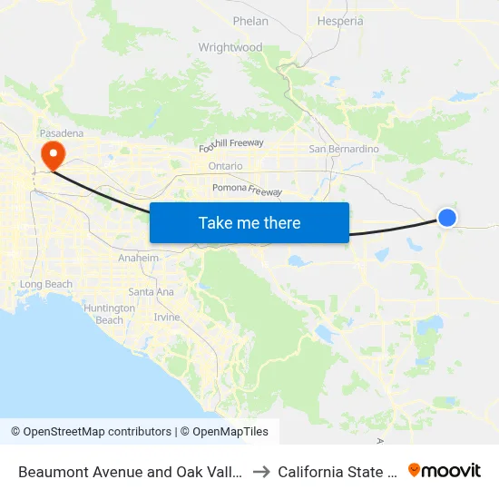 Beaumont Avenue and Oak Valley Parkway  (Mountain View Apartments) to California State University, Los Angeles map