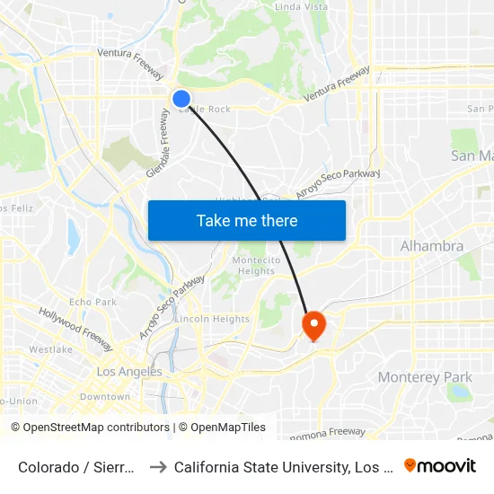 Colorado / Sierra Villa to California State University, Los Angeles map