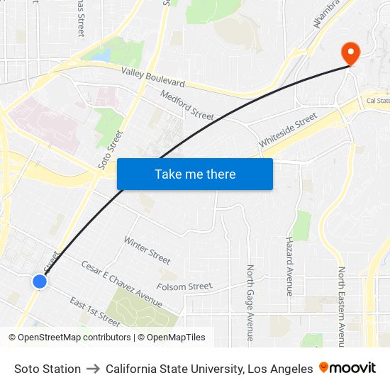 Soto Station to California State University, Los Angeles map