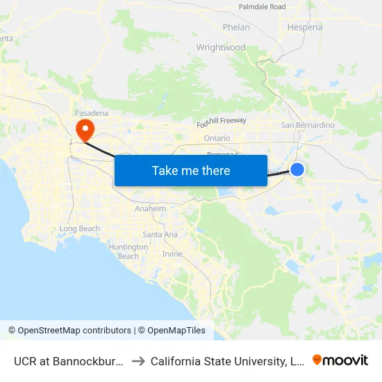 UCR at Bannockburn Village to California State University, Los Angeles map