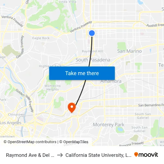 Raymond Ave & Del Mar Blvd to California State University, Los Angeles map