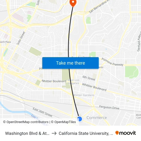Washington Blvd & Atlantic Blvd to California State University, Los Angeles map