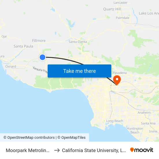 Moorpark Metrolink Station ♿ to California State University, Los Angeles map