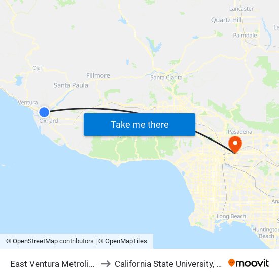 East Ventura Metrolink Station to California State University, Los Angeles map