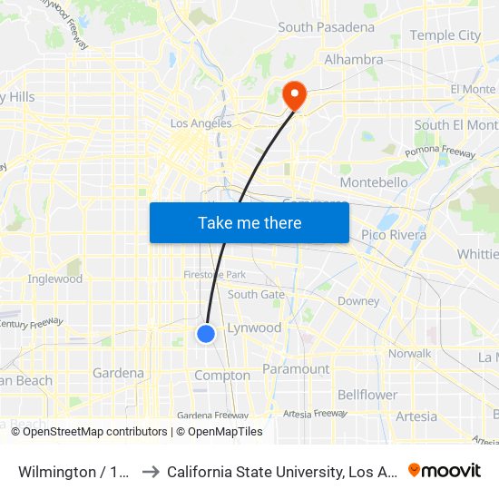 Wilmington / 118th to California State University, Los Angeles map