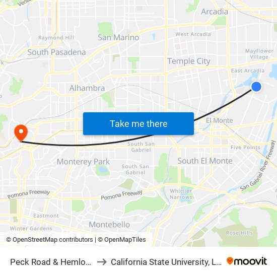 Peck Road & Hemlock Street to California State University, Los Angeles map