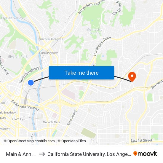 Main & Ann St. to California State University, Los Angeles map