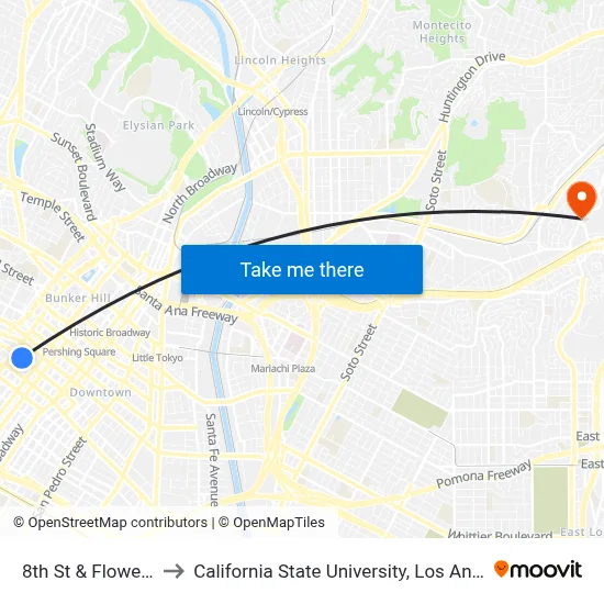 8th St & Flower St to California State University, Los Angeles map