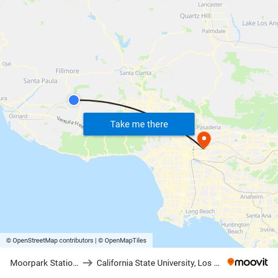 Moorpark Station EB to California State University, Los Angeles map