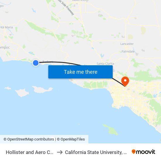 Hollister and Aero Camino EB to California State University, Los Angeles map