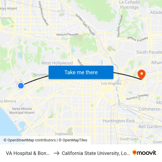 VA Hospital  & Bonsall Ave to California State University, Los Angeles map