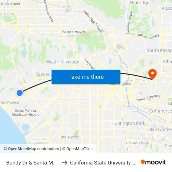 Bundy Dr & Santa Monica Blvd to California State University, Los Angeles map