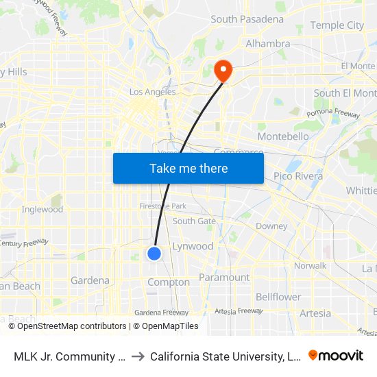 MLK Jr. Community Hospital to California State University, Los Angeles map