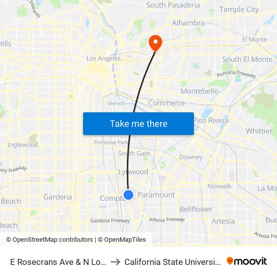 E Rosecrans Ave & N Long Beach Blvd to California State University, Los Angeles map
