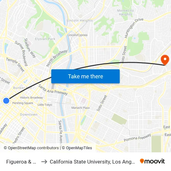Figueroa & 7th to California State University, Los Angeles map