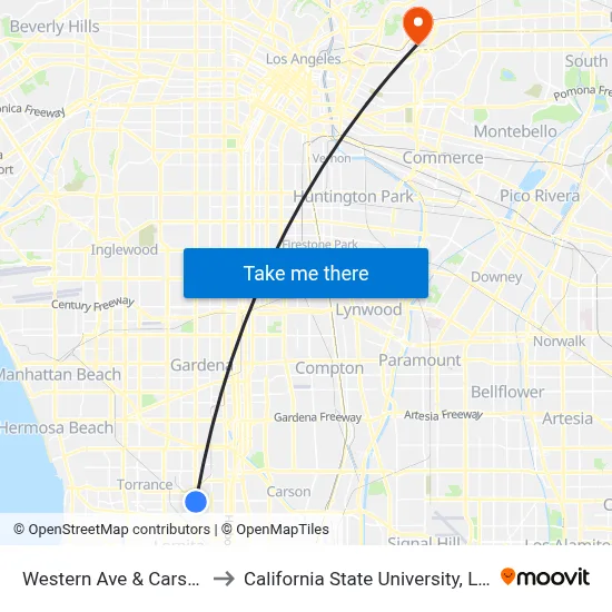 Western Ave & Carson Street to California State University, Los Angeles map