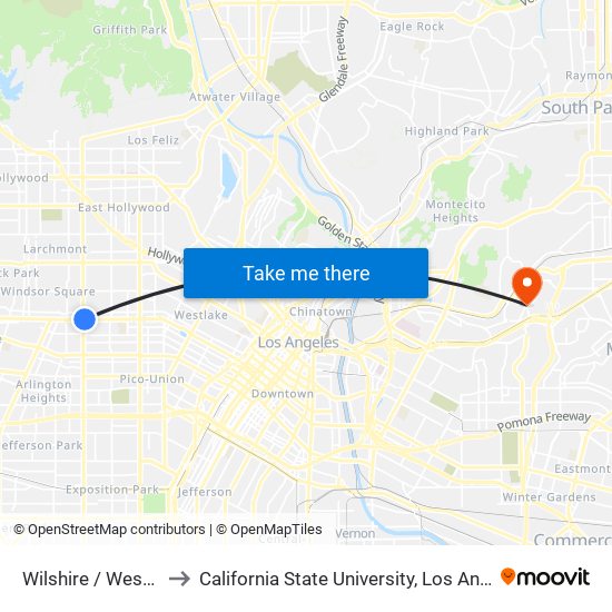 Wilshire / Western to California State University, Los Angeles map