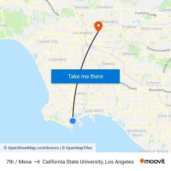 7th / Mesa to California State University, Los Angeles map