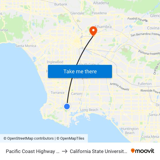 Pacific Coast Highway / Normandie to California State University, Los Angeles map