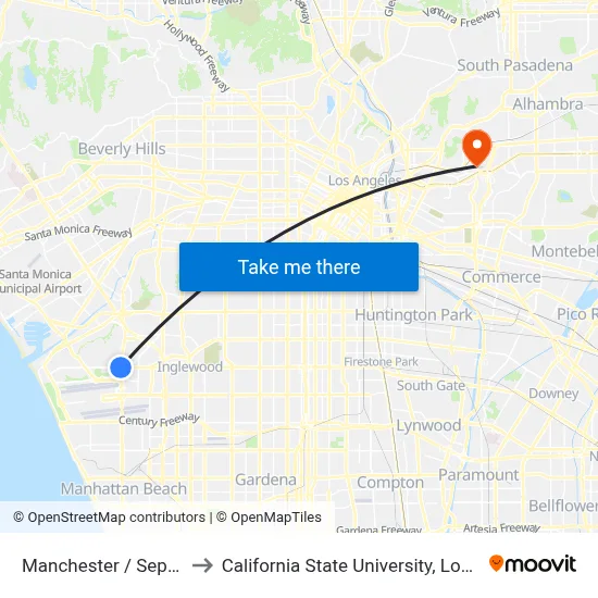 Manchester / Sepulveda to California State University, Los Angeles map